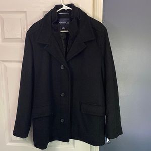 New Men’s Nautical Black Windbreaker Button Up